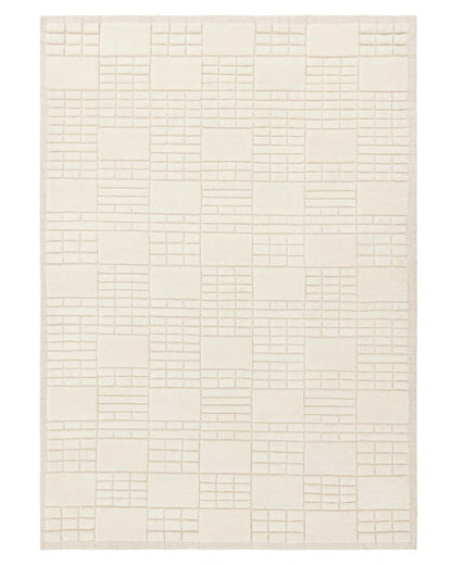 Mosaic Cream and Black Sculpted Wool Large Rug