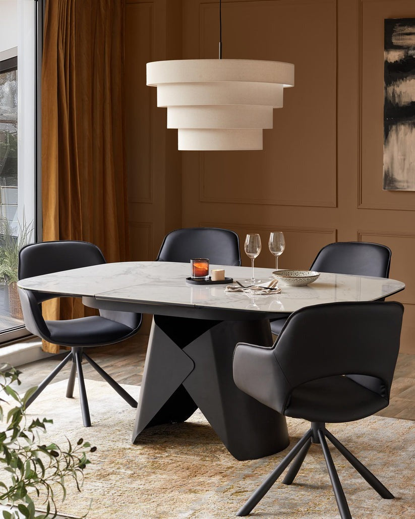 Marlow Faux Leather Swivel Dining Armchair - 2 Set