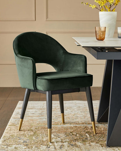 Clover Velvet & Brushed Brass Dining Armchair