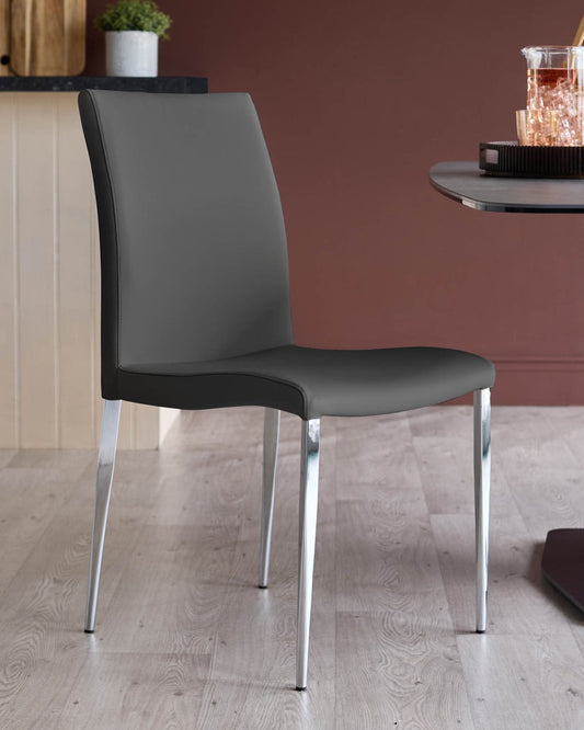 Elise Faux & Chrome Leather Dining Chair - 2 Set
