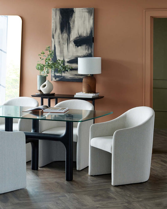 Freya Ivory Dual Tone Fabric Dining Chair