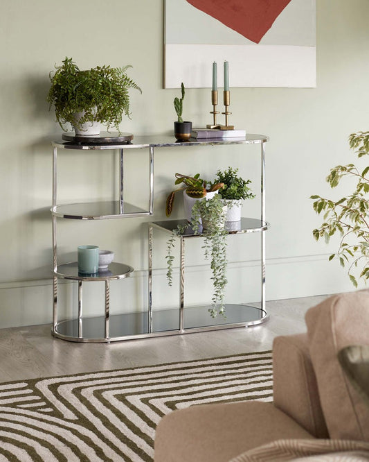 Monroe Smoked Mirror & Stainless Steel Console Table