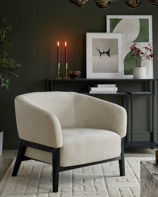Parker Ivory Fabric Accent Chair