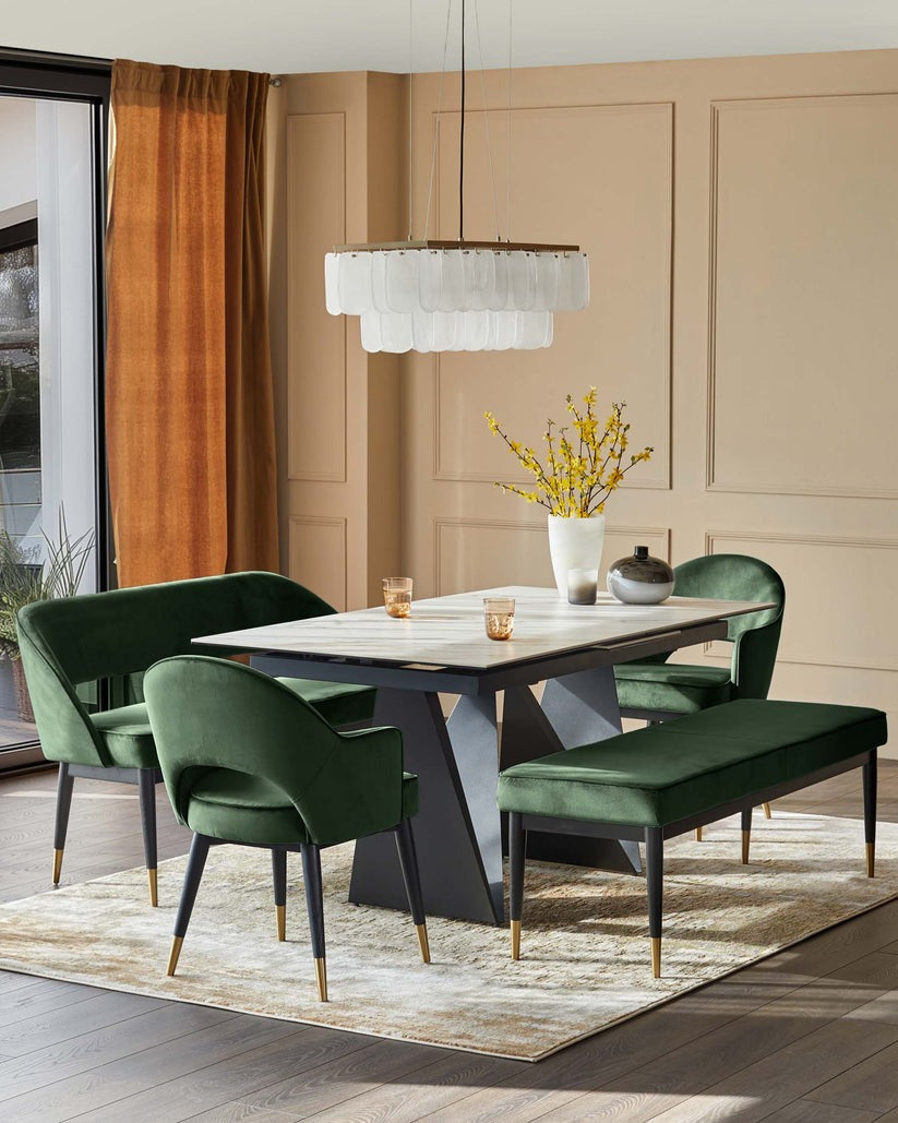 Clover Velvet & Brushed Brass Dining Armchair