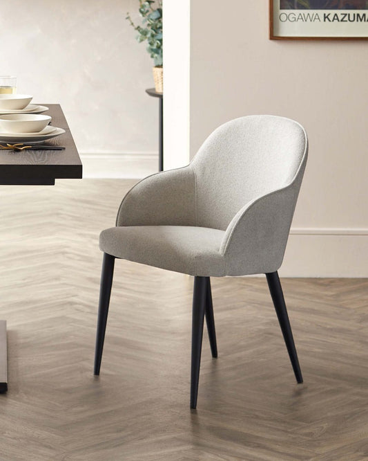 Lani Light Grey Boucle Dining Chair - 2 Set