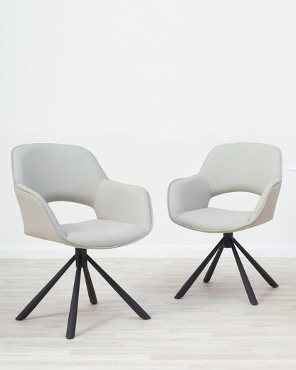 Marlow Faux Leather Swivel Dining Armchair - 2 Set
