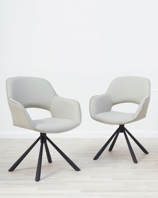 Marlow Faux Leather Swivel Dining Armchair - 2 Set