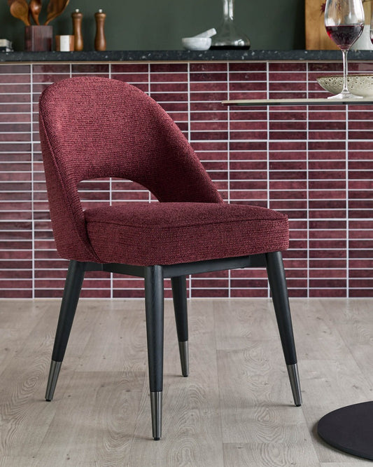 Clover Berry Red Chunky Fabric Dining Chair - 2 Set