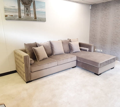 Obeid Corner Settee Suite Sofa in Luxury in Mink Velvet
