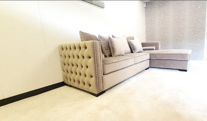 Obeid Corner Settee Suite Sofa in Luxury in Mink Velvet