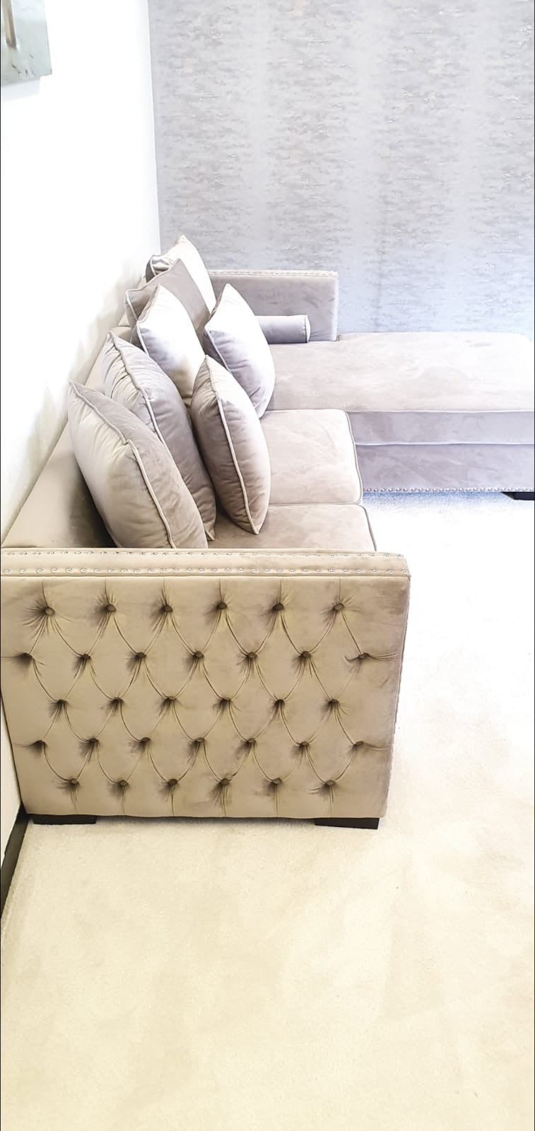 Obeid Corner Settee Suite Sofa in Luxury in Mink Velvet