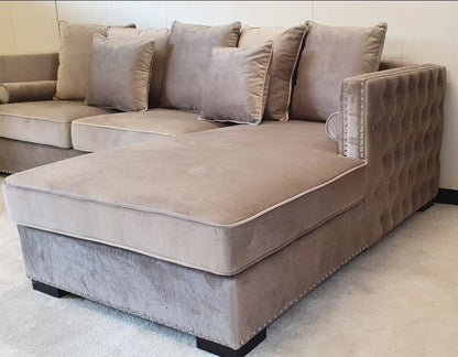 Obeid Corner Settee Suite Sofa in Luxury in Mink Velvet