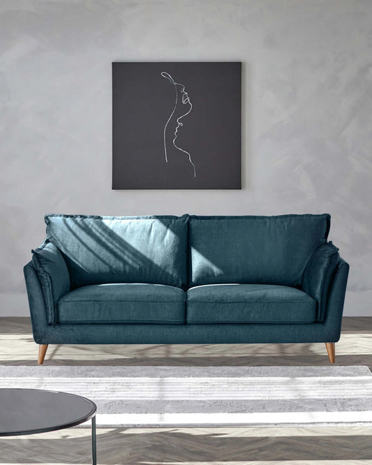 Otto Dark Blue Chenille 2 Seater Sofa