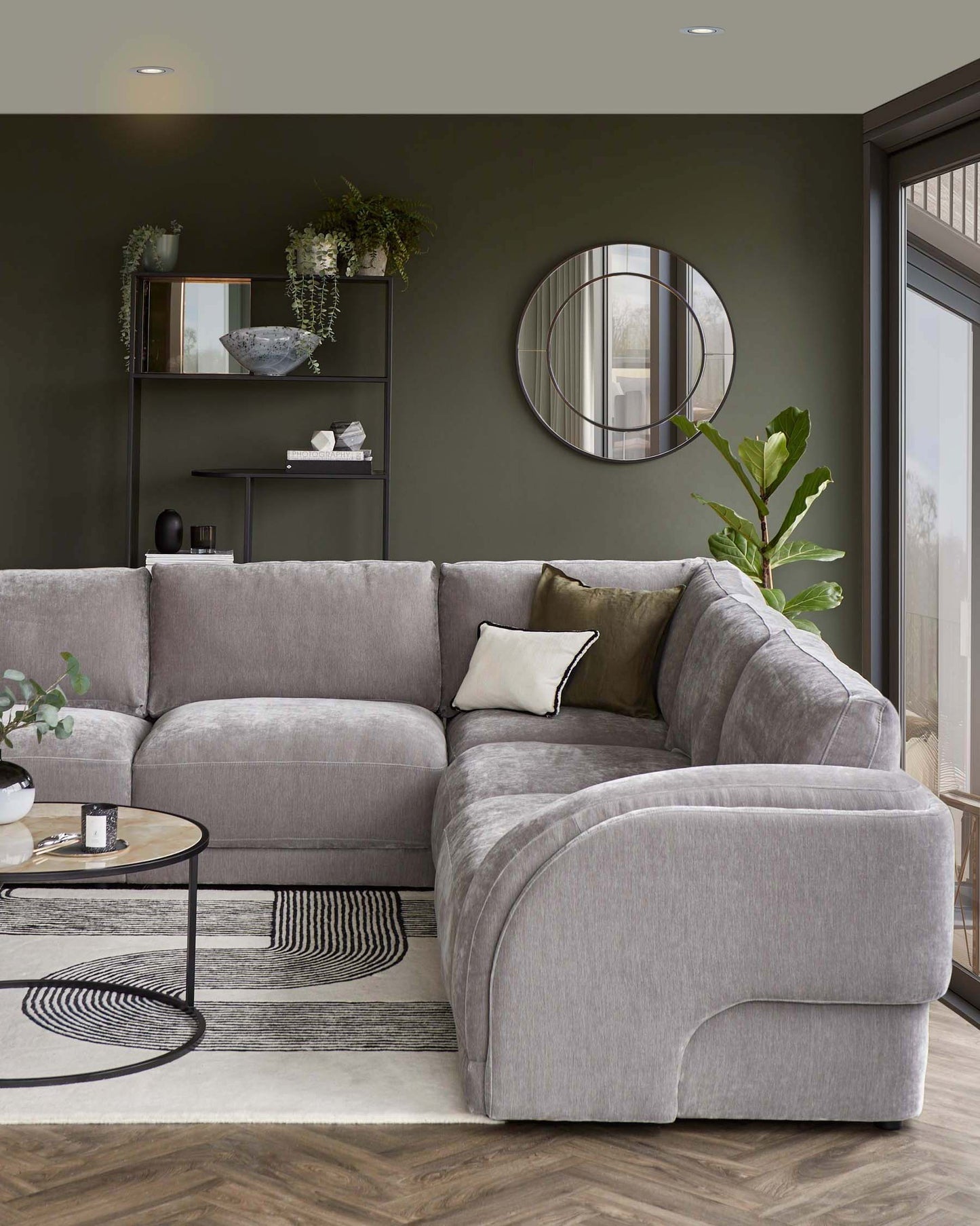 Casey Mid Grey Chenille Fabric Small Corner Sofa