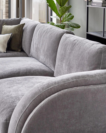 Casey Mid Grey Chenille Fabric Small Corner Sofa