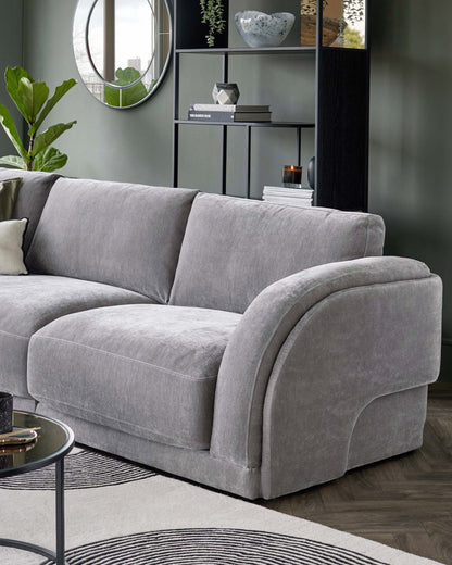 Casey Mid Grey Chenille Fabric Small Corner Sofa