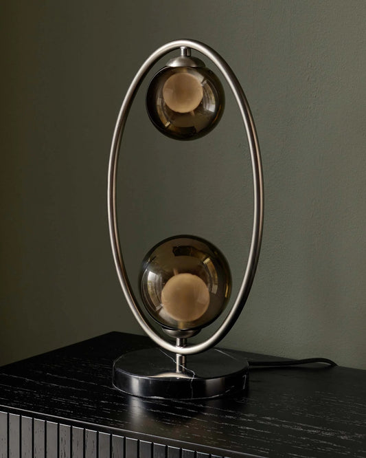 Riley Mocha Glass 2 Light Table Lamp