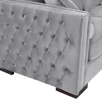 Obeid Grey-Silver Luxury Velvet Corner Settee Suite Sofa