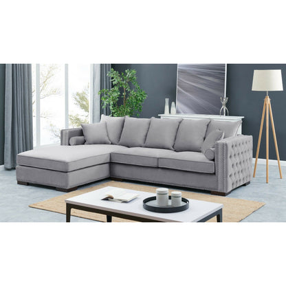Obeid Grey-Silver Luxury Velvet Corner Settee Suite Sofa
