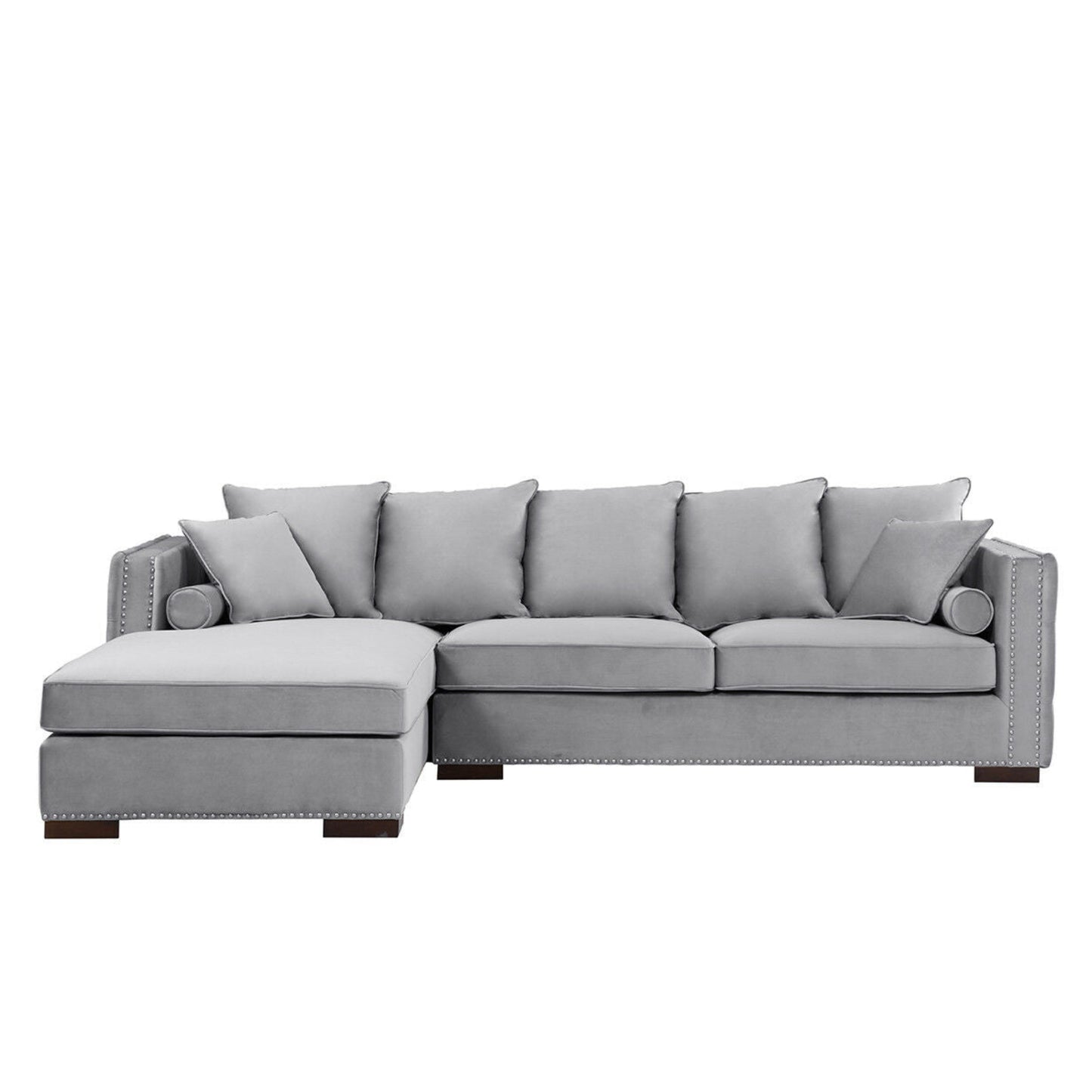 Obeid Grey-Silver Luxury Velvet Corner Settee Suite Sofa