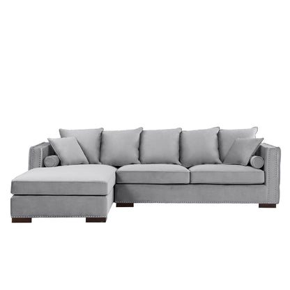 Obeid Grey-Silver Luxury Velvet Corner Settee Suite Sofa