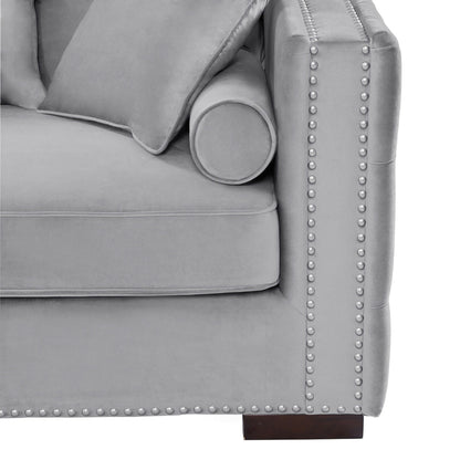 Obeid Grey-Silver Luxury Velvet Corner Settee Suite Sofa